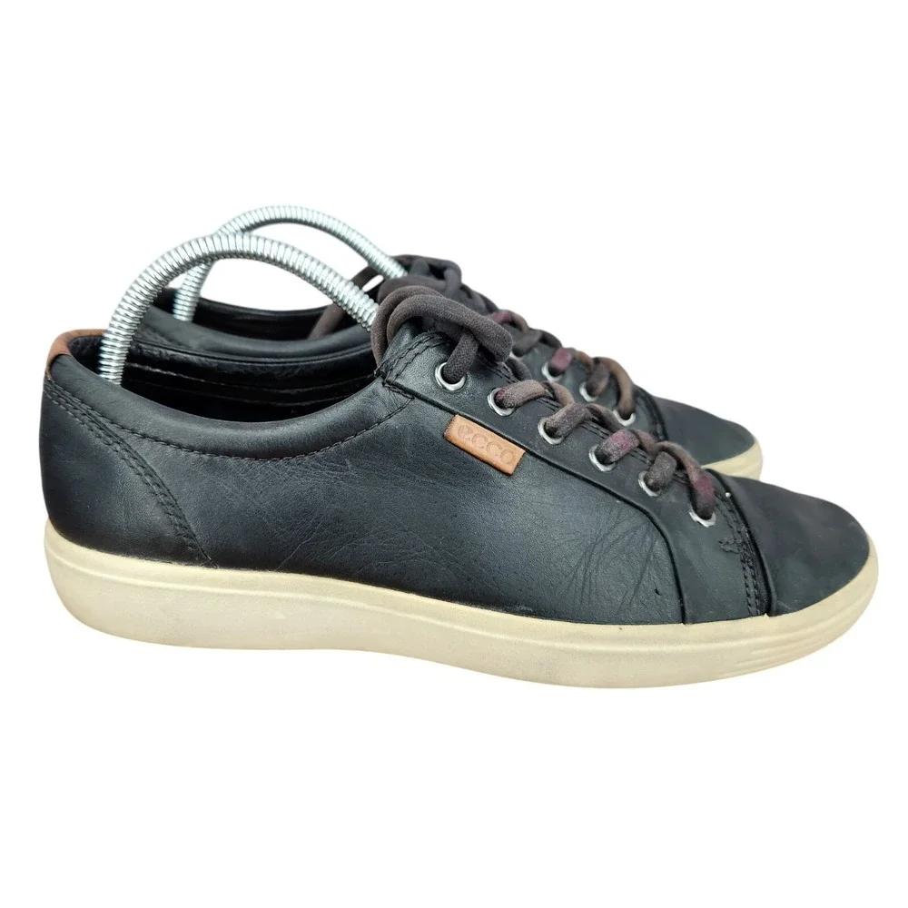 Ecco Soft 7 Sneakers Mens 7 /‎ 7.5 Eu 41 Black Leather Low Top Comfort Shoes